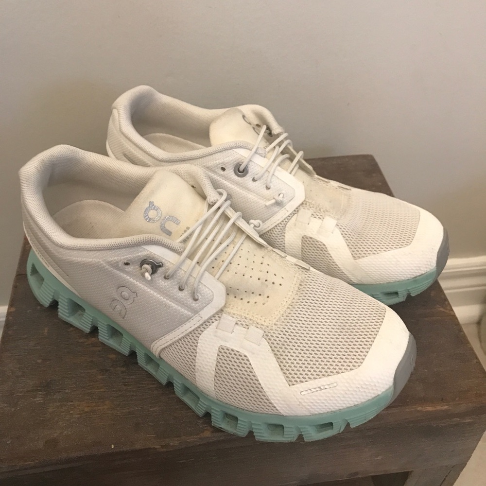 Women’s On Cloud White & Mint Running Shoes